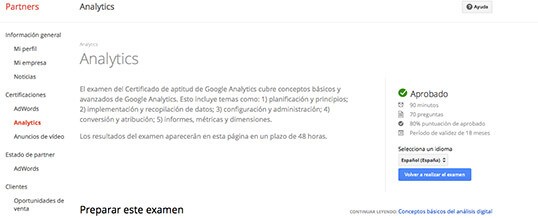 Certificación de Google Analytics